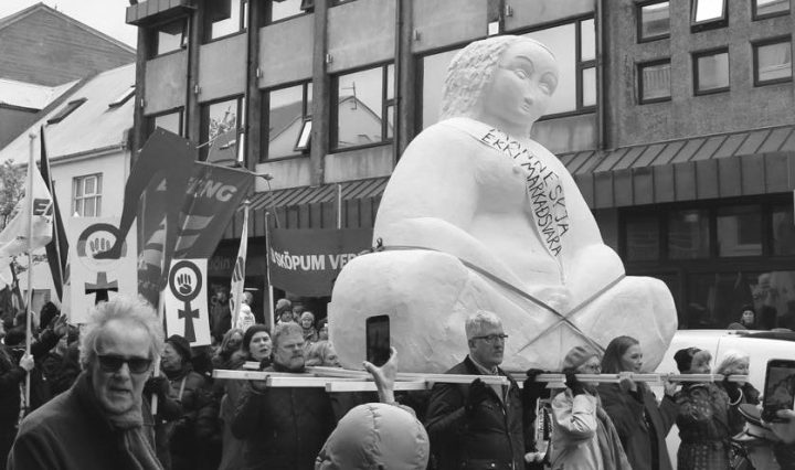 Labour day march in downtown Reykjavik.