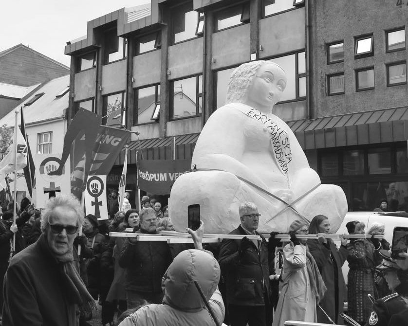 Labour day march in downtown Reykjavik.